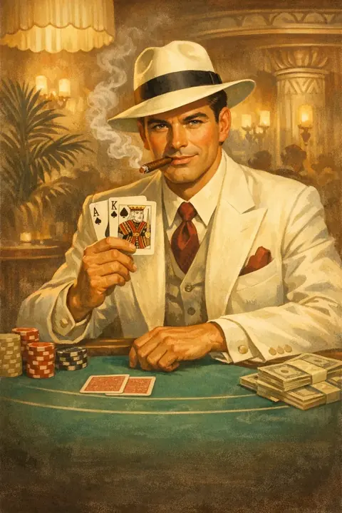 Cuban Blackjack — man in white suit with an ace and a king