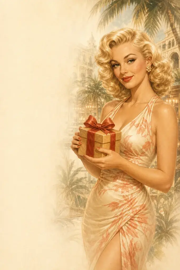 Hostess presenting daily casino bonuses and free spins at the club bar