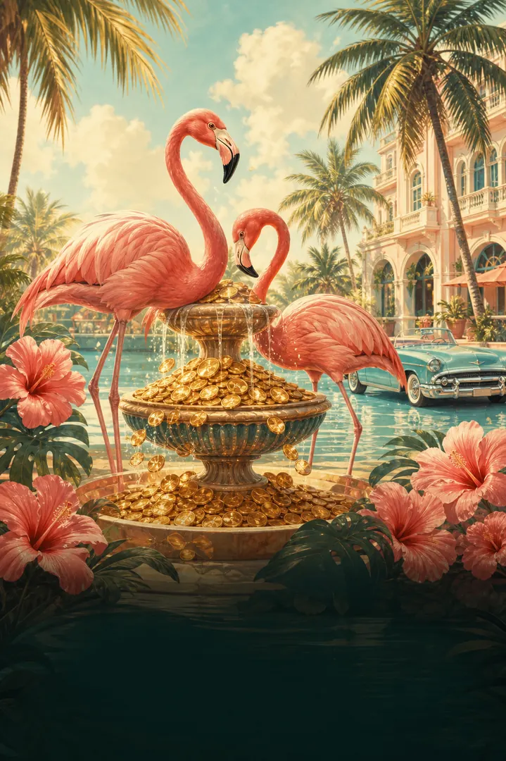 Flamingo Fortune slot — pink flamingos over water